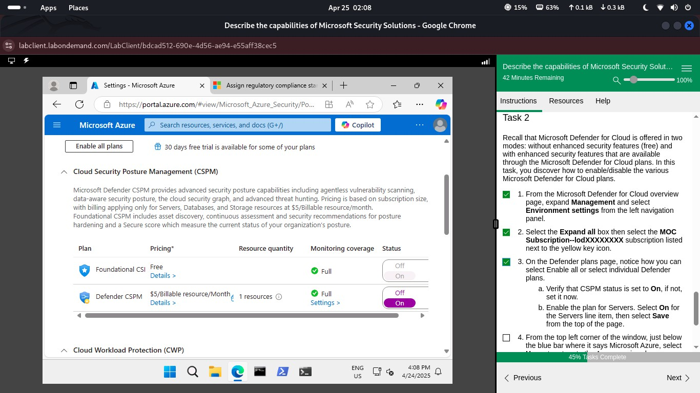 Enabling Defender plans