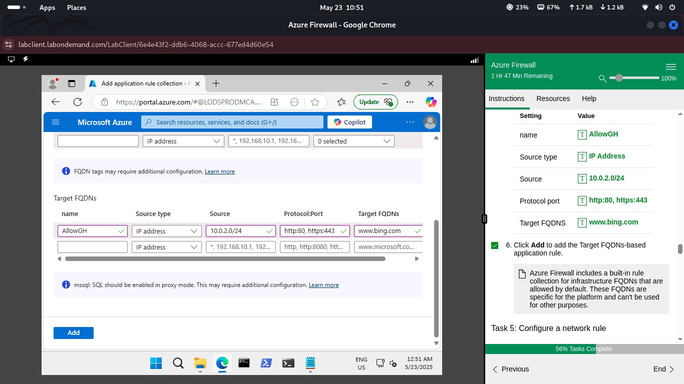 Step 5 – Firewall Application Rule