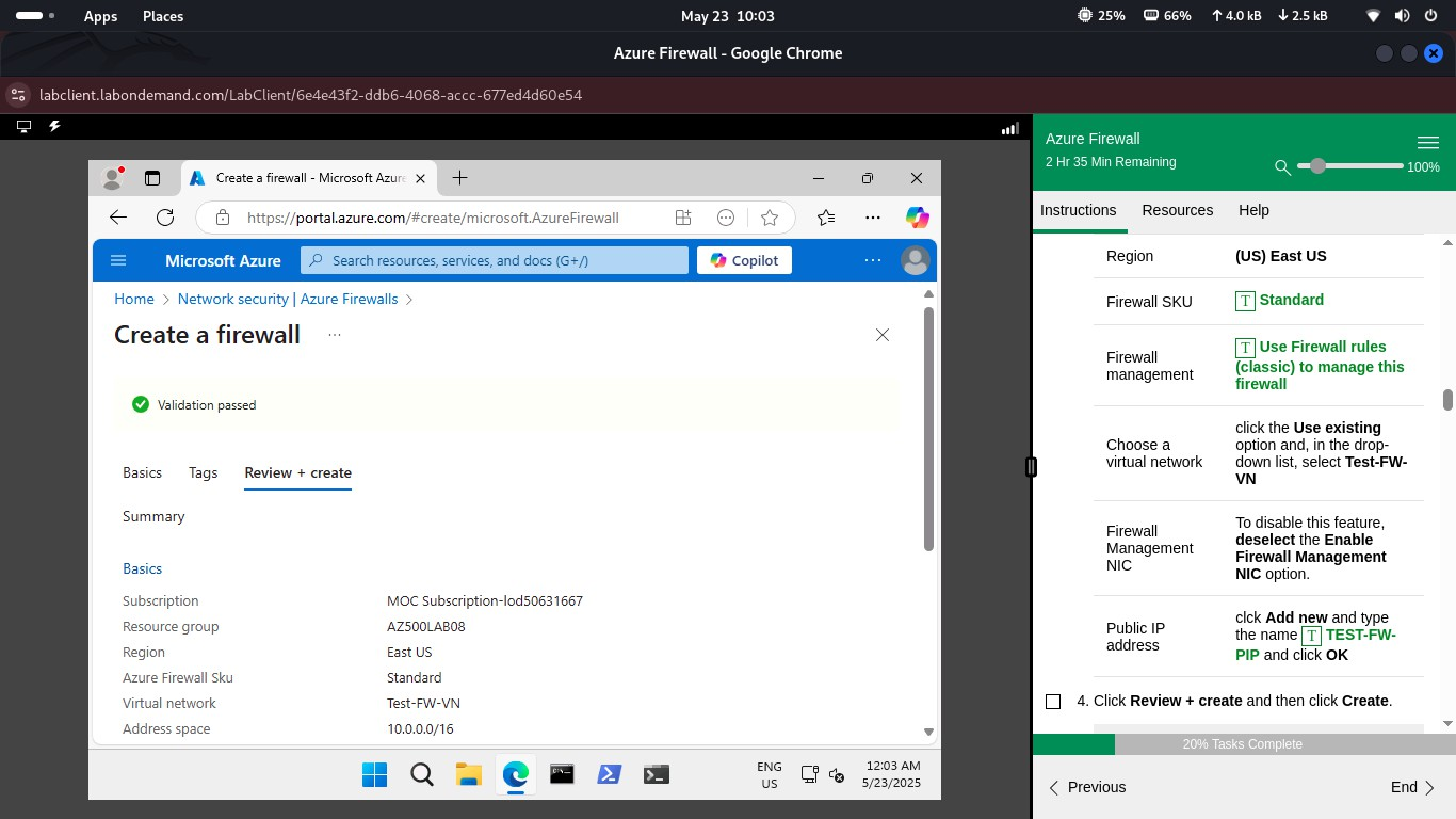 Azure Firewall creation
